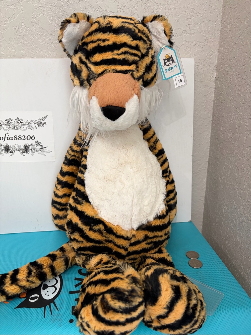 #50 AUTHENTIC‼️ NWT Jellycat HUGE Bashful Tiger 20“ - Retired, Rare